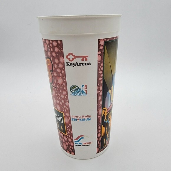 1995-96 Seattle Sonics Inaugural Season 16oz Plastic Cup - Vintage Key Arena - Picture 2 of 4